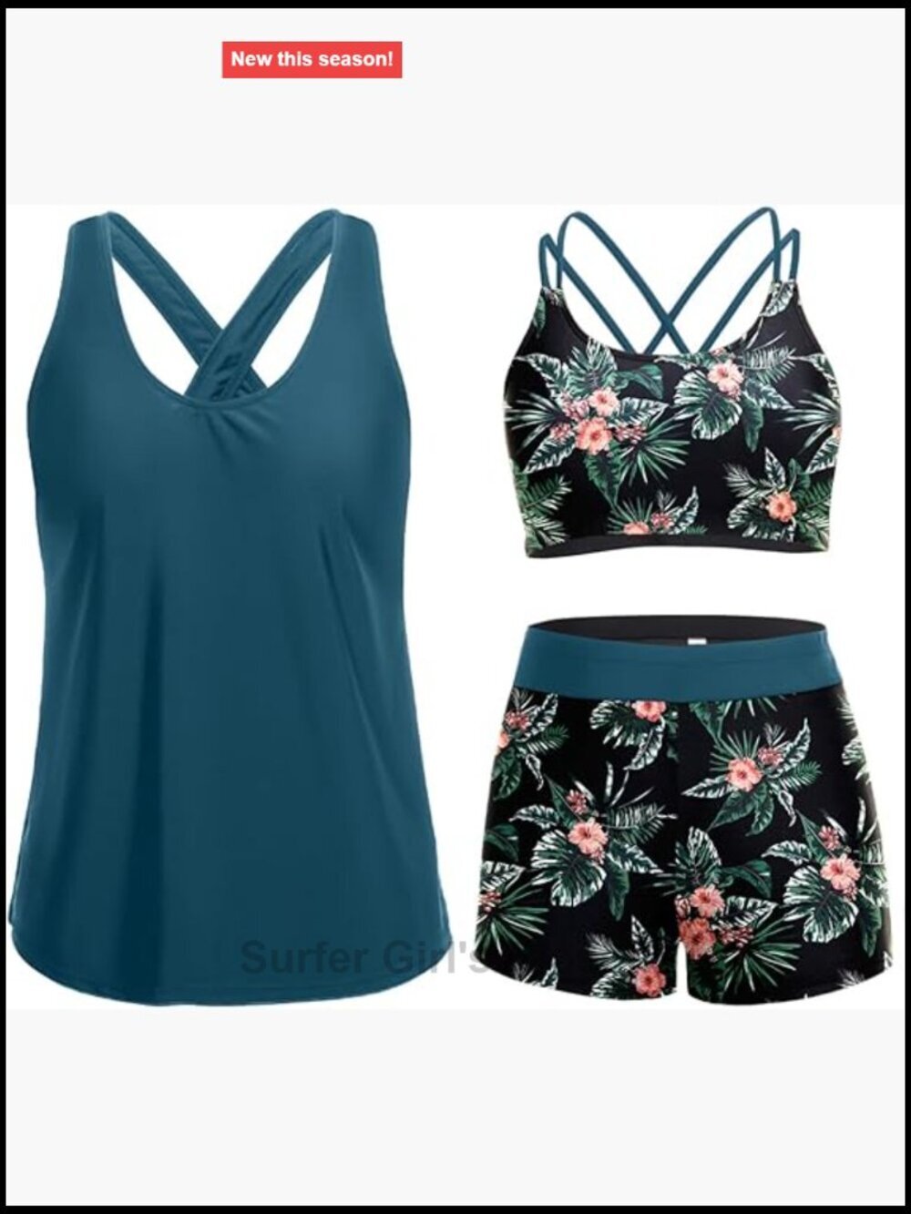 3 Piece Tankini Swimsuits for Women Tummy Control Bathing Suits with Boy Shorts